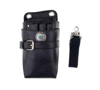 FOVAOK Véritable étui à ciseaux en cuir pour coiffeur, coiffeur, ciseaux de coiffure, porte-taille, noir, 1PCS