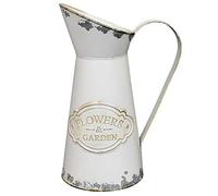 Fovasen Grand Vase en métal galvanisé de Style français Rustique Shabby Chic, Vase primitif Vintage en métal pour décoration de la Maison, Blanc, 27,9 cm