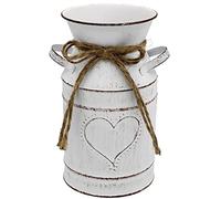 Fovasen Pot à Lait Romantique en Forme de cœur Rustique de Style français - Pichet à Fleurs en métal galvanisé pour Cuisine, Salle de Bain, Maison, Mariage, Bureau - 20 cm de Hauteur