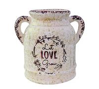 Fovasen Vase de Ferme en céramique de Style Shabby Chic, Vase à Fleurs français avec poignée de Campagne en céramique, pichet en Porcelaine, pichet primitif, Vintage, Rustique, récipient pour fêtes,