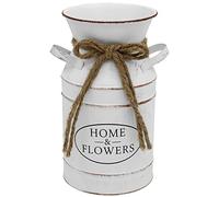Fovasen Vase Rustique de Style français, pichet Vintage Blanc à Fleurs pour Porche, Maison, Cuisine, Table Basse, 19,8 cm de Hauteur