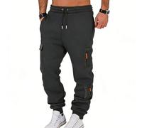 fovdtaa Pantalon de jogging pour homme avec poches zippées, long, pantalon de sport, taille élastique, pantalon d'entraînement, fitness, jogging, gris foncé, XL