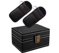 FOVNOT Boîte Faraday Antivol Voiture avec 2 Étuis Anti RFID Porte-Clé - Blocage Signal Keyless Go/RFID pour Clés Électroniques et Télécommandes - Sécurité Contre le Piratage à Distance (Noir)
