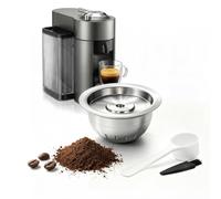FOVNOT Capsule de Café Rechargeable, 230 ml / 7,8 oz, Acier Inoxydable 304 | Capsule de Café Réutilisable Compatible avec Ver-tuo Next/Pop/Plus, Vertuoline GCA1, De'Longhi ENV135/150