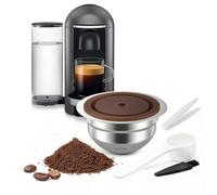 FOVNOT Capsule de Café Réutilisable en Acier Inoxydable, 150mL Dosette Rechargeable avec Couvercles en Silicone de Qualité Alimentaire Compatible avec Ve-tuo Plus/Pop/Next