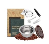 FOVNOT Capsule de Café Réutilisable en Acier Inoxydable pour Nes-resso Ve-tuo, 80mL Dosette Rechargeable avec Couvercles en Silicone de Qualité Alimentaire Compatible avec Ve-tuo Plus/Pop/Next