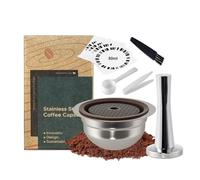 FOVNOT Capsule de Café Réutilisable en Acier Inoxydable pour Ve-tuo, 80mL Dosette Rechargeable avec Couvercles en Silicone de Qualité Alimentaire et 41mm Tamper Compatible avec Ve-tuo Plus/Pop/Next