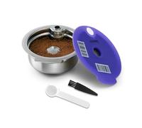 FOVNOT Dosettes de Café Réutilisables pour Bosch Tas, en Acier Inoxydable Capsule de Café Rechargeable avec Couvercle en Silicone et Code-barres Compatible avec Tas Happy, Vivy, Suny (180mL)