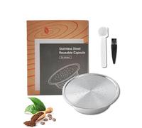 FOVNOT Inoxydable Acier Café Gélules, Réutilisable Expresso Gélules Rechargeable Café Gélules Compatible Pour Senséo HD7801 Café Machines Avec 1 Cuillère Et 1 Brosse