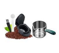 FOVNOT Réutilisable Capsule Adaptateur for Dolce Gusto, Café Capsule Convertisseur Adaptateur Rechargeable Café Capsule Adaptateur avec Espresso Tasse Mesurante Compatible for Piccolo XS/Genio S