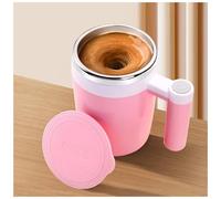 FOVNOT Tasse à café auto-mélangeuse, 380 ml, rechargeable, électrique, haute vitesse, mélange automatique et magnétique pour café/lait/poudre de protéine (rose)