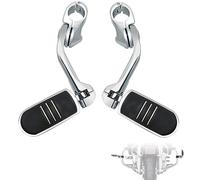 FOVPLUE Repose-pieds Highway de 3,2 cm, longs inclinés et réglables pour Harley Davidson Softail Electra Road Glide King Street Sportster Glide avec protection moteur de 3,2 cm et barre de 3,2 cm chromée