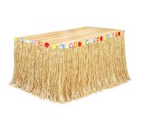 Fovths Luau - Jupe de Table en Herbe Naturelle de 2,7 m x 75 cm - Jupe de Table hawaïenne pour décorations de fête Tropicale hawaïenne - Jaune Paille