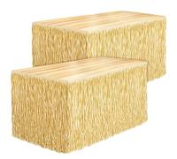 Fovths Luau Lot de 2 jupes de table rectangulaires à franges en paille 274,3 x 76,2 cm