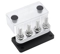 Fowecry 600A Bus Bar 4-Stud (3/8 Pouces) M10 High Current Copper Busbar Terminal Block Marine DC 12V 24V 48V avec Cover(Noir)