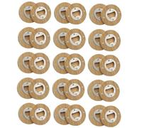 Fowecry Lot de 30 fours à bouteilles DIY en bambou de forme ronde, dessous de verre, aimant de réfrigérateur, autocollant de réfrigérateur, décoration de bar, réchaud à bière