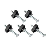 Fowecry Lot de 5 Boulons de Rail en T M8 Kit de Bouton Boulons à Fente en T de 4 Pouces avec Rondelles Accessoires de Rail en T pour Gabarits de Travail Du Bois