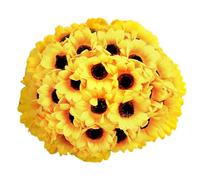Fowecry Lot de 50 têtes de tournesol artificielles en soie pour fête d'anniversaire, décoration de la maison, 7 cm, installation facile