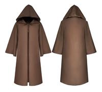 Foweknow Cape steampunk pour homme - Avec capuche - Costume vintage médiéval - Robe de vampire victorien - Costume d'Halloween - Manches longues - Grandes tailles - Vêtements viking - Pour carnaval