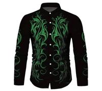 Foweknow Chemise de cowboy pour homme - Imprimé vintage - Style viking - Chemise western boutonnée hippie - Chemise de cowboy - Chemise amusante pour homme - Costume de carnaval - Mode - Chemise de