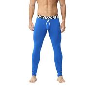 Foweknow Collants pour homme en coton stretch - Legging de sport long - Avec poche bulge - Legging fin - Taille élastique - Entraînement - Course - Taille haute - Sous-vêtements de sport, BU1, XL