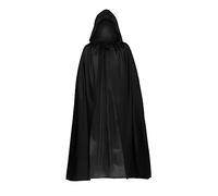 Foweknow Costume d'Halloween pour homme - Vampire médiéval - Cape de magicien - Couleur unie - Sans capuche - Col montant - Style foncé - Carnaval - Cosplay - Tenue de fête, Noir , M