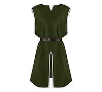 Foweknow Costume médiéval pour homme sans manches col rond Renaissance Gilet en cuir Chevalier Patchwork Armure Rétro Gilet Viking Pirate Cosplay Gothique Performance Halloween Costume, Vert