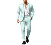 Foweknow Costume pour homme - Élastique - Décontracté - 2 pièces - Coupe droite - Stretch - Costume de mariage - Blazer complet - Pantalon de loisirs - Vintage - Coupe moderne - Classique