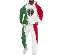 Foweknow Ensemble de jogging pour homme avec drapeau italien imprimé - Survêtement d'entraînement pour homme - Ensemble de 2 pièces avec hoodie et jogging - Vêtement de sport décontracté - Costume de