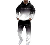 Foweknow Los Angeles Survêtement à capuche pour homme + pantalon de jogging 2 pièces long et ample Survêtement pour homme dégradé de couleur Y2K Streetwear Vêtements de sport décontractés, Noir , M