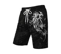 Foweknow Mythologie nordique Short pour homme avec poches latérales Impression 3D Short d'été Viking Tatouage Pantalon Vacances à la plage Short de sport avec cordon de serrage Coupe décontractée