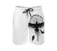 Foweknow Mythologie nordique Short pour homme avec poches latérales Impression 3D Short d'été Viking Tatouage Pantalon Vacances à la plage Short de sport avec cordon de serrage Coupe décontractée