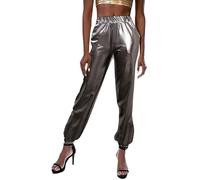 Foweknow Pantalon de jogging pour femme avec brillance métallique - Décontracté - Paillettes - Coloré - Hip Hop - Streetwear - Confortable - Pantalon de loisirs - Tenue de Nouvel An - Mode lisse