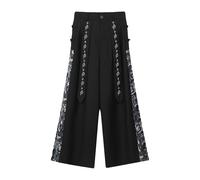 Foweknow Pantalon japonais pour homme - Pantalon de yoga doux Hakama Kung-Fu - Jambe large - Ourlet irrégulier - Jupe Wushu - Kimono Chinois - Pantalon large - Hip Hop Baggy - Pantalon de loisirs