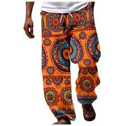 Foweknow Pantalon sarouel pour homme - Imprimé ethnique - Pantalon de plage - Personnalité tendance - Pantalon de sport hawaïen - Vacances - Arts martiaux - Style africain - Vintage - Pantalon chino