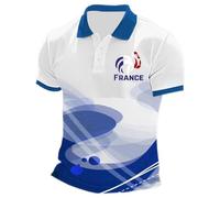 Foweknow Polo pour homme - Drapeau de la France - Manches courtes - Respirant - Séchage rapide - Avec boutonnière - Polo d'été basique - Coupe ajustée - Décontracté - Confortable, 04 bleu., L