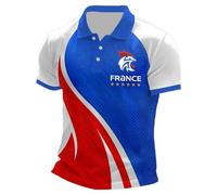 Foweknow Polos pour hommes à manches courtes avec drapeau français - Polo de sport respirable pour hommes - Pour l’été - Polo de sport avec boutonnage - Confortable et décontracté - Polo de golf à