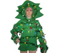 Foweknow Poncho de sapin de Noël pour homme - Pour adulte - Décoration de balle - Unisexe - Moche - Cosplay - Tenue de fête - Pour homme et femme, vert, S