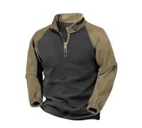 Foweknow Pull de travail pour homme - Double face - En polaire - Bloc de couleurs - Tendance - Style tactique - Veste militaire - Sans capuche - Vêtement de sport quotidien - Veste d'extérieur - Veste