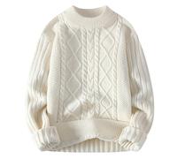 Foweknow Pull en tricot pour homme - Col rond - Sans capuche - Basique - Manches longues - Tricot fin - Pull d'hiver - Pull d'affaires pour homme - Simple et polyvalent - T-shirt à manches longues