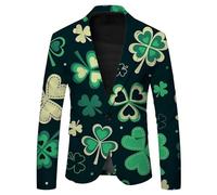 Foweknow Sakko Veste de costume sportive pour homme avec boutons pour la Saint Patrick, veste de costume pour la Saint Patrick, Luck of The Irish Trèfle Costume de carnaval, Vert foncé., XL