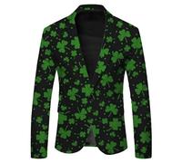 Foweknow Sakko Veste de costume sportive pour homme avec boutons pour la Saint Patrick, veste de costume pour la Saint Patrick, Luck of The Irish Trèfle Costume de carnaval, 04 vert., XL