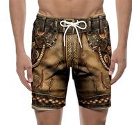 Foweknow Short de bain amusant pour homme - Aspect cuir - Pantalon court - Pour la fête de la bière - Short de bain pour homme - Taille élastique - Respirant et léger, Marron (03), M