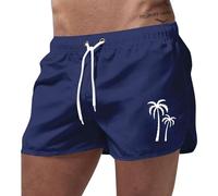 Foweknow Short de bain court pour homme - Short de plage respirant - Séchage rapide - Avec poches - Taille élastique - Imprimé noix de coco - Short de sport pour les vacances à Hawaï, 03 Marine, XXL