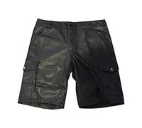 Foweknow Short en cuir pour homme - Coupe ajustée - En cuir synthétique - Stretch - Fin - Décontracté - Pour la gym, la danse - Pour l'été - Tendance - Pour les loisirs et le clubwear, Noir , XXL