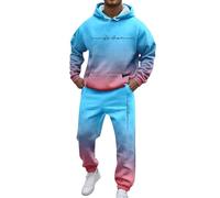 Foweknow Survêtement pour homme Los Angeles - Ensemble sweat à capuche + pantalon de jogging - Deux pièces - Long et ample - Pour hommes - Dégradé de couleurs - Costume de sport Y2K - Streetwear