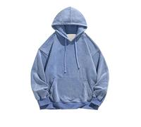 Foweknow Sweat à capuche pour homme - Look usé Y2K - Vintage - Sweat à capuche surdimensionné délavé - Vêtement de sport - Manches longues - Poche kangourou - Hauts décontractés - Fitness - Basic -