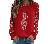 Foweknow Sweat-shirt de Noël pour femme avec paillettes - Pull amusant à manches longues - Pull de Noël classique - Pull de Noël classique - Pull de Noël, rouge, XXL