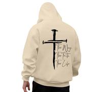 Foweknow Sweatshirt Homme - Hoodie Chrétien - Pullover Oversize - Capuche avec Poches - Impression de Lettres - Manches Longues - Religieux - Confortable - Pull Modèle Décontracté Polyvalent - Pull de