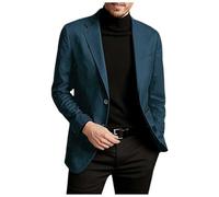 Foweknow veste de costume sportif et tendance pour homme - Couleur unie - veste polyvalente - bleu, L